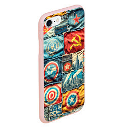 Чехол iPhone 7/8 матовый Пэчворк джинсы в СССР, цвет: 3D-светло-розовый — фото 2