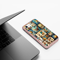 Чехол iPhone 7/8 матовый Пэчворк из Египта, цвет: 3D-светло-розовый — фото 2