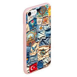 Чехол iPhone 7/8 матовый Джинсы в Турции - пэчворк, цвет: 3D-светло-розовый — фото 2
