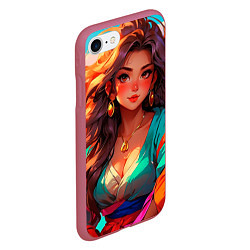 Чехол iPhone 7/8 матовый Girl в кимоно, цвет: 3D-малиновый — фото 2