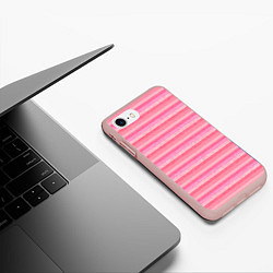 Чехол iPhone 7/8 матовый Нежный розовый полосатый, цвет: 3D-светло-розовый — фото 2