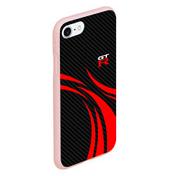 Чехол iPhone 7/8 матовый GTR Nissan - Carbon and red, цвет: 3D-светло-розовый — фото 2