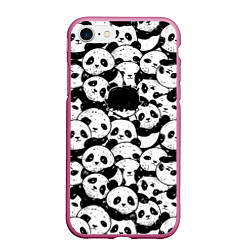 Чехол iPhone 7/8 матовый Выходной господина злодея с пандами, цвет: 3D-малиновый