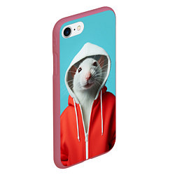 Чехол iPhone 7/8 матовый Крыс в балахоне, цвет: 3D-малиновый — фото 2