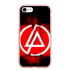 Чехол iPhone 7/8 матовый Linkin Park: Red style, цвет: 3D-светло-розовый