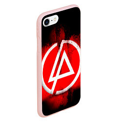 Чехол iPhone 7/8 матовый Linkin Park: Red style, цвет: 3D-светло-розовый — фото 2
