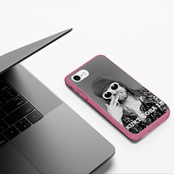 Чехол iPhone 7/8 матовый Кобейн в очках, цвет: 3D-малиновый — фото 2