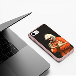Чехол iPhone 7/8 матовый Гагарин с лайкой, цвет: 3D-светло-розовый — фото 2
