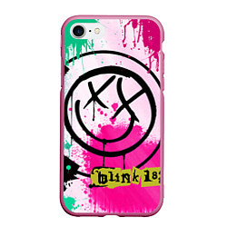 Чехол iPhone 7/8 матовый Blink-182: Purple Smile, цвет: 3D-малиновый