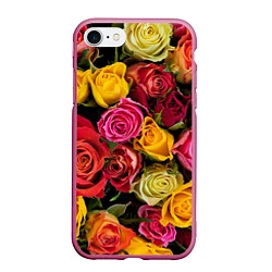 Чехол iPhone 7/8 матовый Ассорти из роз, цвет: 3D-малиновый