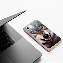 Чехол iPhone 7/8 матовый Взгляд волка, цвет: 3D-светло-розовый — фото 2