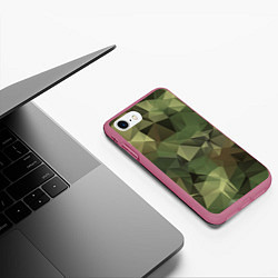 Чехол iPhone 7/8 матовый Полигональный камуфляж, цвет: 3D-малиновый — фото 2