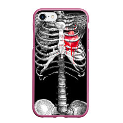 Чехол iPhone 7/8 матовый Скелет с сердцем
