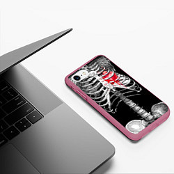 Чехол iPhone 7/8 матовый Скелет с сердцем, цвет: 3D-малиновый — фото 2