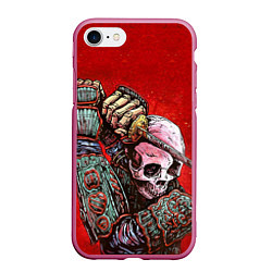 Чехол iPhone 7/8 матовый Скелет, цвет: 3D-малиновый
