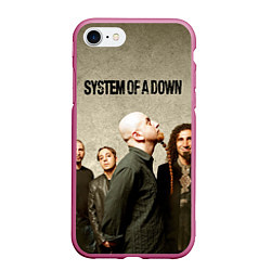 Чехол iPhone 7/8 матовый System of a Down, цвет: 3D-малиновый