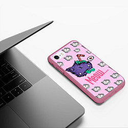 Чехол iPhone 7/8 матовый Drop Dead: Meow, цвет: 3D-малиновый — фото 2