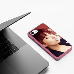 Чехол iPhone 7/8 матовый J-Hope, цвет: 3D-малиновый — фото 2