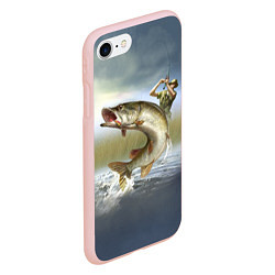 Чехол iPhone 7/8 матовый Дерзская щука, цвет: 3D-светло-розовый — фото 2