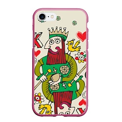 Чехол iPhone 7/8 матовый Червовый король, цвет: 3D-малиновый