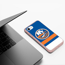 Чехол iPhone 7/8 матовый New York Islanders, цвет: 3D-светло-розовый — фото 2