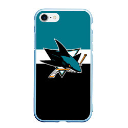 Чехол iPhone 7/8 матовый San Jose Sharks цвета 3D-голубой — фото 1