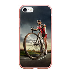 Чехол iPhone 7/8 матовый Велогонщик, цвет: 3D-светло-розовый