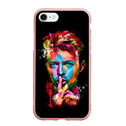 Чехол iPhone 7/8 матовый Дэвид Боуи, цвет: 3D-светло-розовый