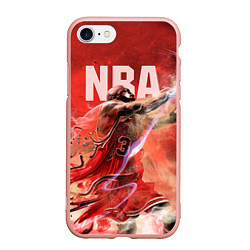 Чехол iPhone 7/8 матовый Спорт NBA, цвет: 3D-светло-розовый