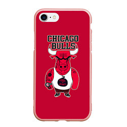 Чехол iPhone 7/8 матовый Chicago bulls, цвет: 3D-светло-розовый