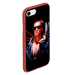 Чехол iPhone 7/8 матовый Терминатор с пистолетом, цвет: 3D-красный — фото 2