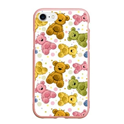 Чехол iPhone 7/8 матовый Любимые медвежата, цвет: 3D-светло-розовый