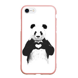 Чехол iPhone 7/8 матовый Panda Love, цвет: 3D-светло-розовый