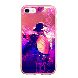 Чехол iPhone 7/8 матовый Michael Jackson: Moon, цвет: 3D-светло-розовый