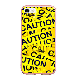 Чехол iPhone 7/8 матовый Caution, цвет: 3D-светло-розовый