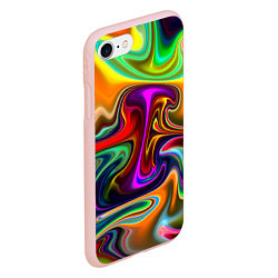 Чехол iPhone 7/8 матовый Неоновые разводы, цвет: 3D-светло-розовый — фото 2
