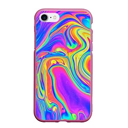 Чехол iPhone 7/8 матовый Цветные разводы, цвет: 3D-малиновый