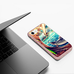 Чехол iPhone 7/8 матовый Истинный рыболов, цвет: 3D-светло-розовый — фото 2