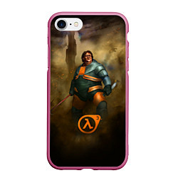 Чехол iPhone 7/8 матовый HL3: Gabe Newell, цвет: 3D-малиновый