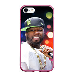 Чехол iPhone 7/8 матовый 50 cent, цвет: 3D-малиновый