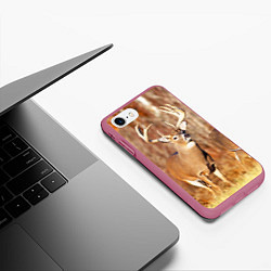 Чехол iPhone 7/8 матовый Олень на поле, цвет: 3D-малиновый — фото 2