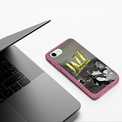 Чехол iPhone 7/8 матовый Луи Армстронг, цвет: 3D-малиновый — фото 2