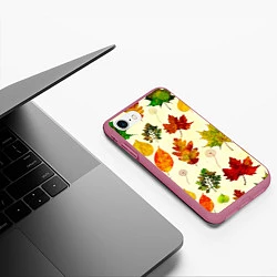 Чехол iPhone 7/8 матовый Осень, цвет: 3D-малиновый — фото 2