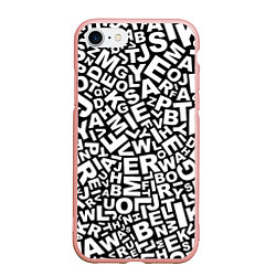 Чехол iPhone 7/8 матовый Английский алфавит, цвет: 3D-светло-розовый
