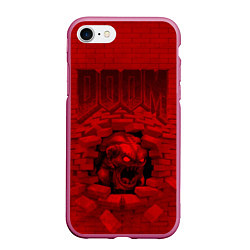 Чехол iPhone 7/8 матовый DOOM: Monster, цвет: 3D-малиновый