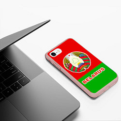 Чехол iPhone 7/8 матовый Belarus Patriot, цвет: 3D-светло-розовый — фото 2