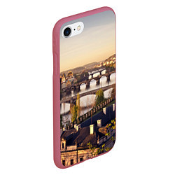 Чехол iPhone 7/8 матовый Чехия Прага, цвет: 3D-малиновый — фото 2