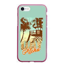 Чехол iPhone 7/8 матовый Aloha, цвет: 3D-малиновый