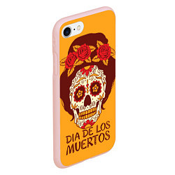 Чехол iPhone 7/8 матовый Мексиканский череп, цвет: 3D-светло-розовый — фото 2