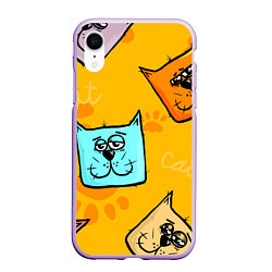 Чехол iPhone XR матовый Котики, цвет: 3D-сиреневый